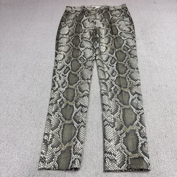 Michael Kors Pants Brown Skinny Green Snake Skin Print Women’s Size 4 - Picture 5 of 12